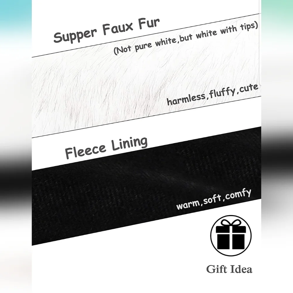 Off-White Faux Fox Fur Headband Fluffy Winter Ear Warmer OS